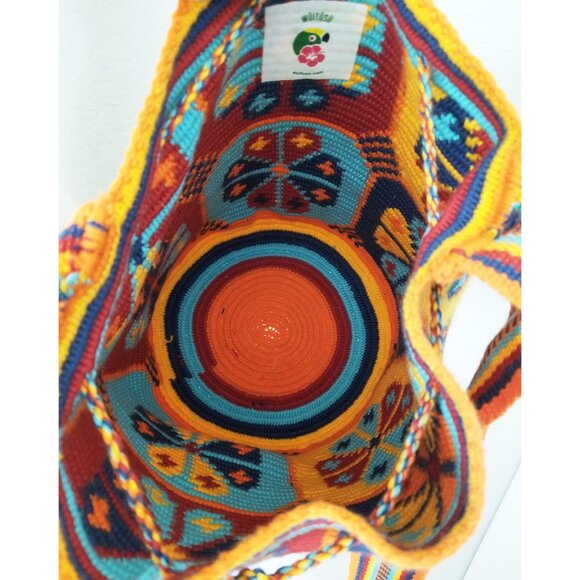 Wuitusu Large Handmade Crochet Wayuu Mochila Tribe‎ Crossbody Bucket Bag $110 - Picture 11 of 16